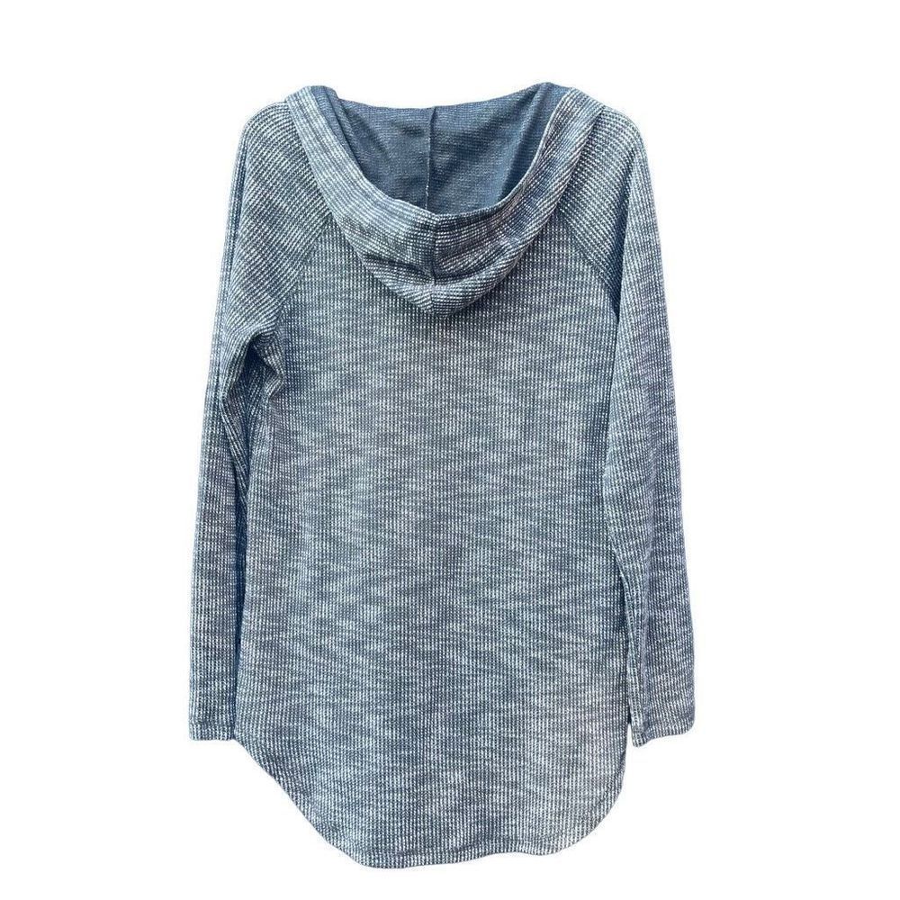 Inspired Hearts Gray Waffle Knit Relaxed Lace-Up Lightweight Hoodie SZ M/L NWOT - Picture 2 of 8